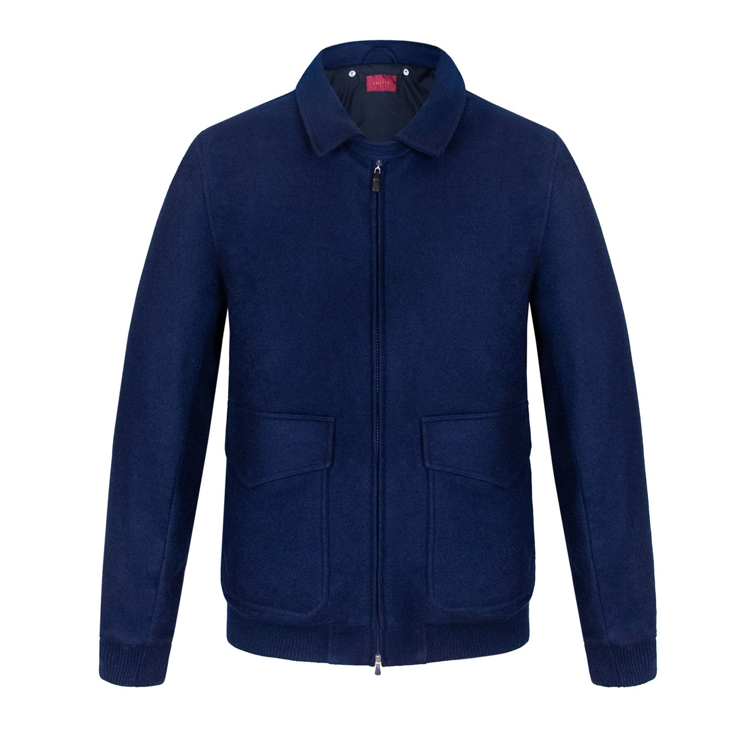 CHAMARRA CORTA DE LANA AZUL CON CUELLO DESMONTABLE DE ECO-FUR AZUL