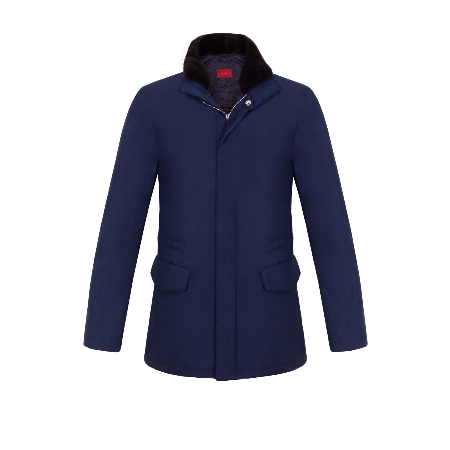 CHAMARRA CAZADORA "VOYAGER" EN STORM SYSTEM COLOR AZUL CON CUELLO REMOVIBLE DE MINK