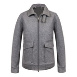 CHAMARRA CORTA TIPO AVIADOR COLOR GRIS CON CUELLO DESMONTABLE EN ECO-FUR