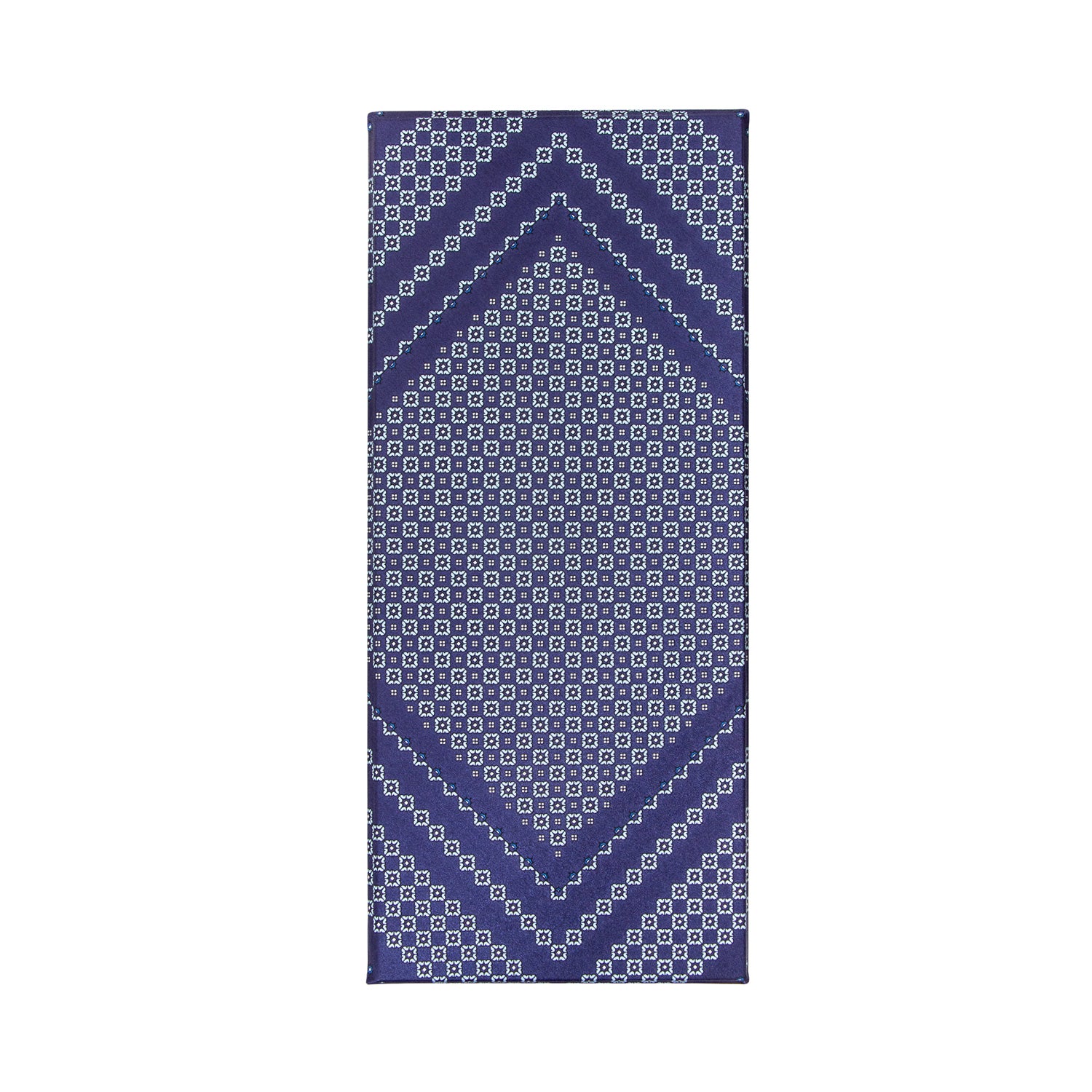 CORBATA EN SET CON PAÑUELO DE SEDA AZUL MARINO CON DISEÑO DE MICROCUADROS AZUL CIELO