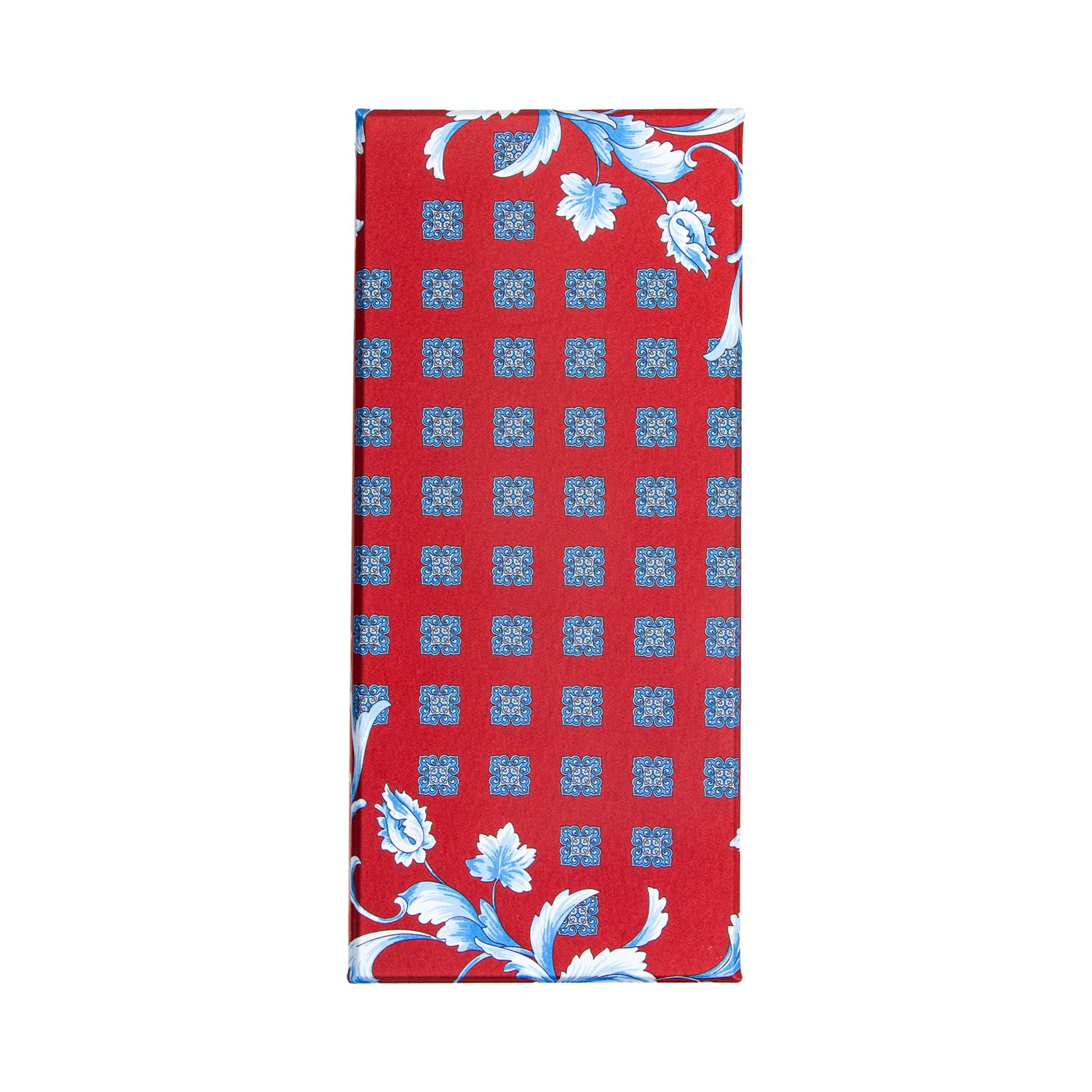 CORBATA EN SET CON PAÑUELO BORDEAUX CON CUADROS AZUL CIELO