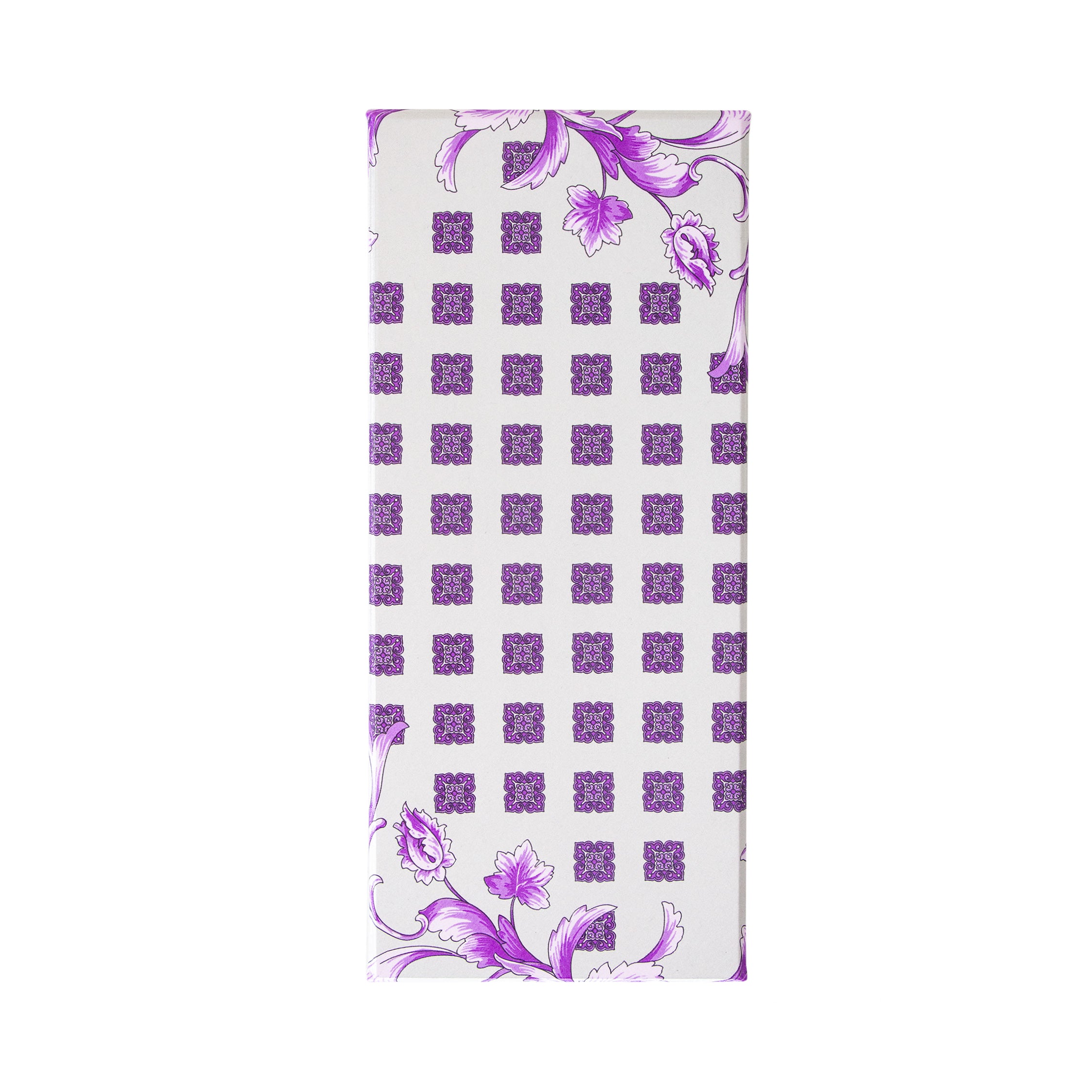 CORBATA EN SET CON PAÑUELO DE SEDA GRIS CLARO CON CUADROS MORADOS