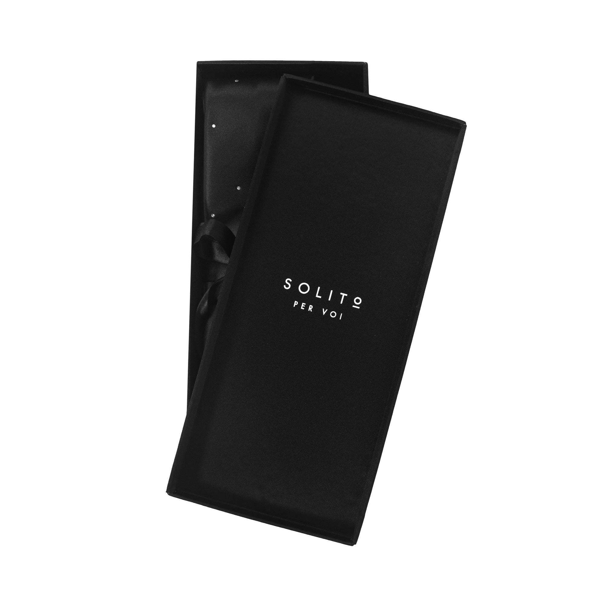 CORBATA EN CAJA SOLITO NEGRA CON DETALLES EN SWAROVSKY  100% SEDA