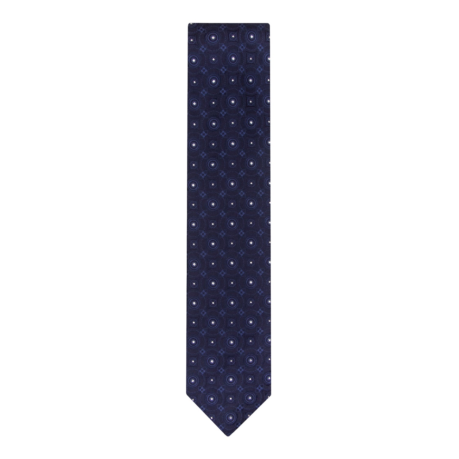 CORBATA SOLITO AZUL MARINO CON PUNTOS EN HILO PLATA 100% SEDA