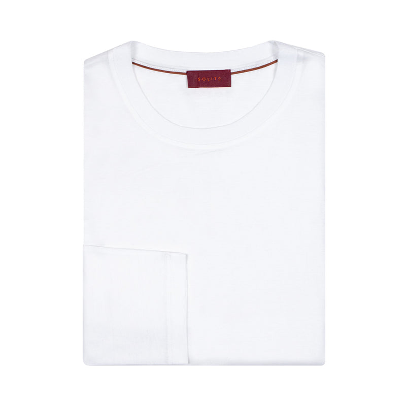 PLAYERA DE ALGODÓN CUELLO REDONDO MANGA LARGA BLANCA