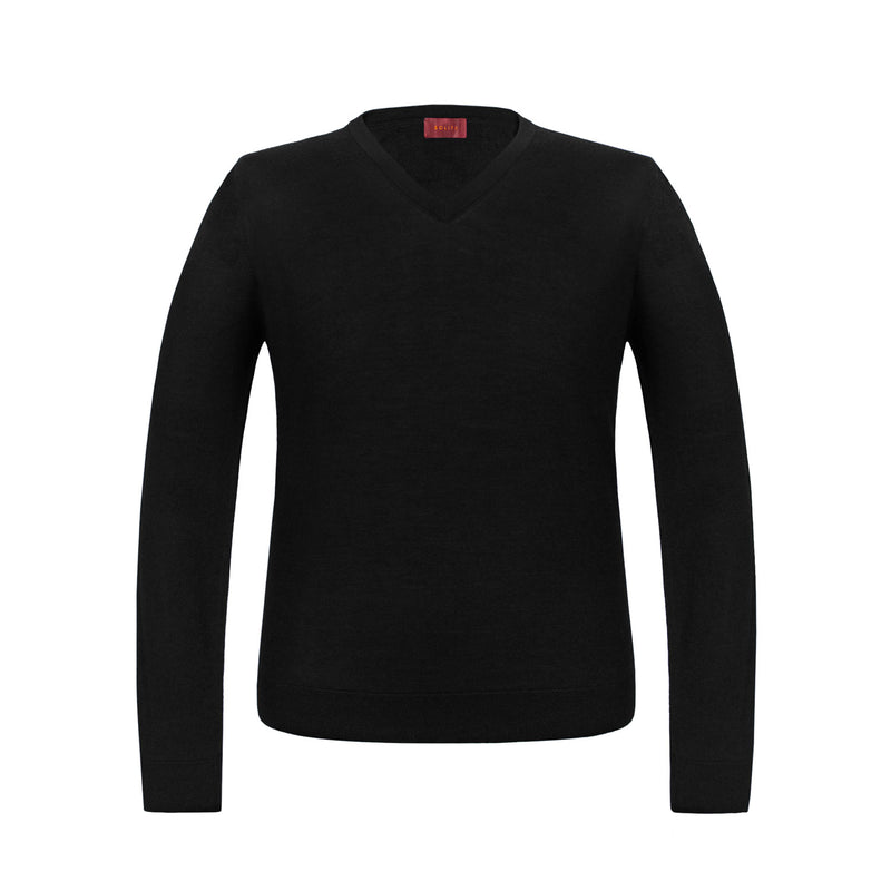 SUÉTER CASHMERE SEDA CUELLO V NEGRO