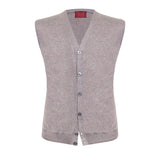 CHALECO CUELLO V EN CASHMERE  DE BOTONES COLOR ARENA