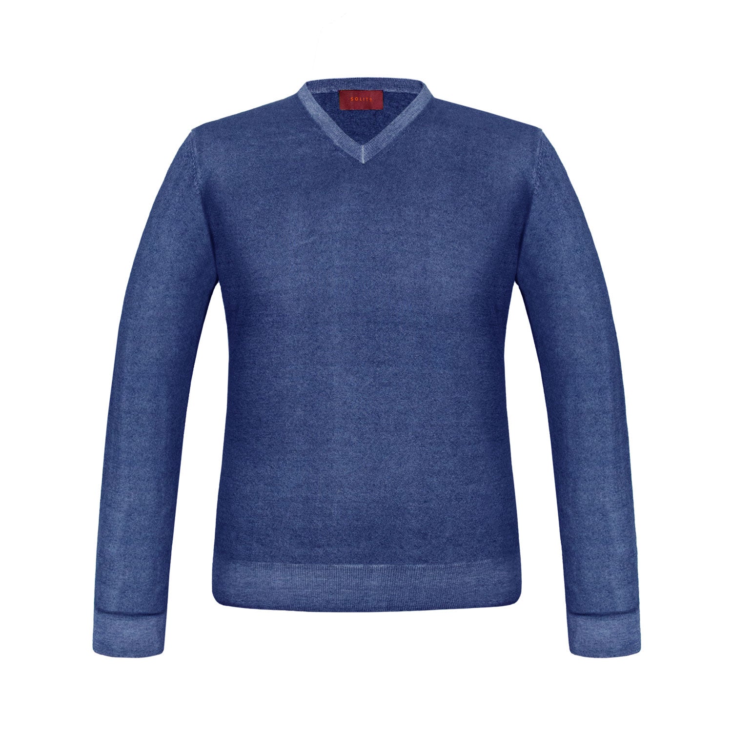 SUETER CUELLO V DE CASHMERE COLOR AZUL MEDIA NOCHE