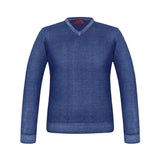 SUETER CUELLO V DE CASHMERE COLOR AZUL MEDIA NOCHE