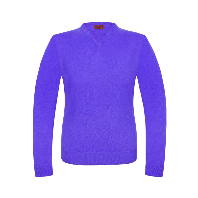 SUETER EN CASHMERE CUELLO V COLOR MORADO MEDIO