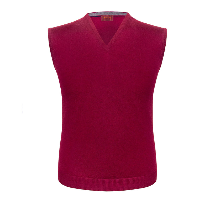 CHALECO CUELLO V EN CASHMERE COLOR VINO