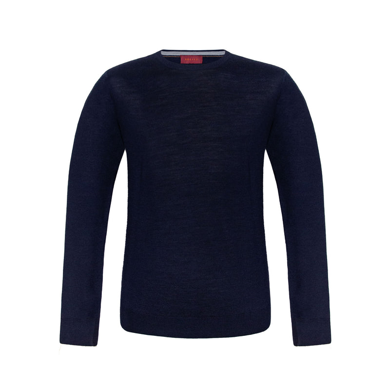 SUETER CUELLO CIRCULAR DE LANA Y SEDA COLOR AZUL GRIS