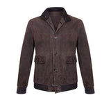 CHAMARRA CORTA DE GAMUZA REVERSIBLE CAFÉ