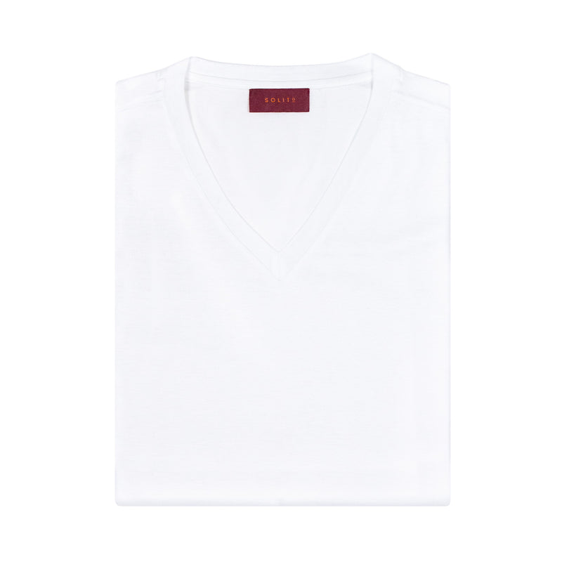 PLAYERA MANGA CORTA CUELLO V COLOR BLANCO