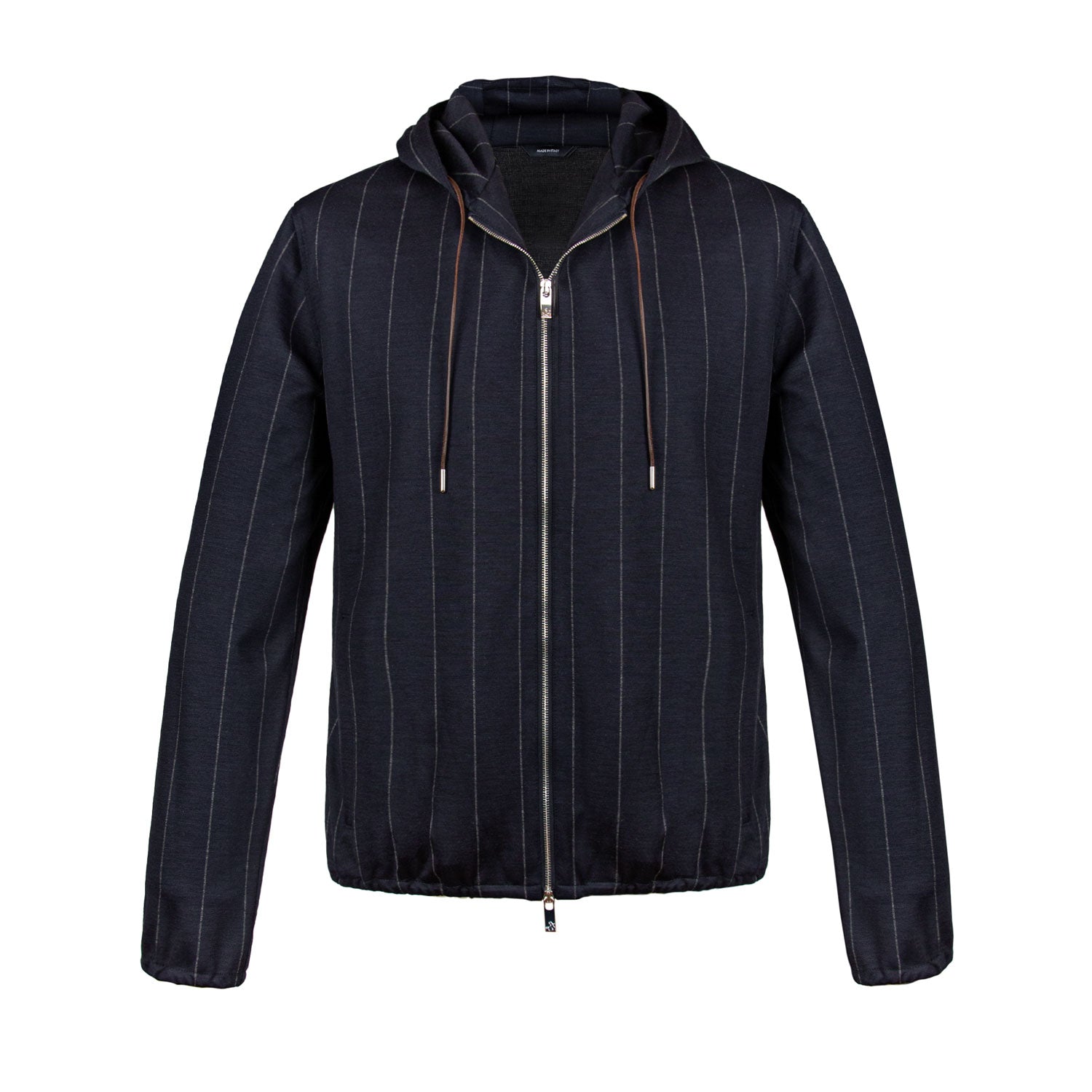 SUDADERA ULTRA LIGERA STRETCH EN AZUL CON RAYA DE GIS GRIS