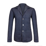 CHAMARRA CORTA ULTRALIGERA CUELLO CAMISA FANTASIA DE CUADROS AZUL CLARO Y OBSCURO
