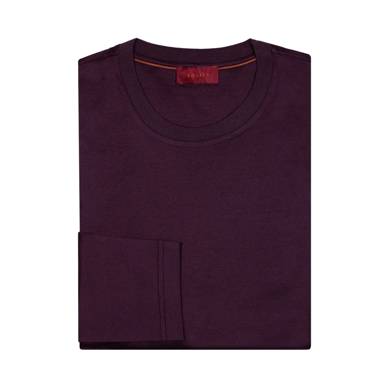 PLAYERA DE ALGODÓN CUELLO REDONDO MANGA LARGA VINO