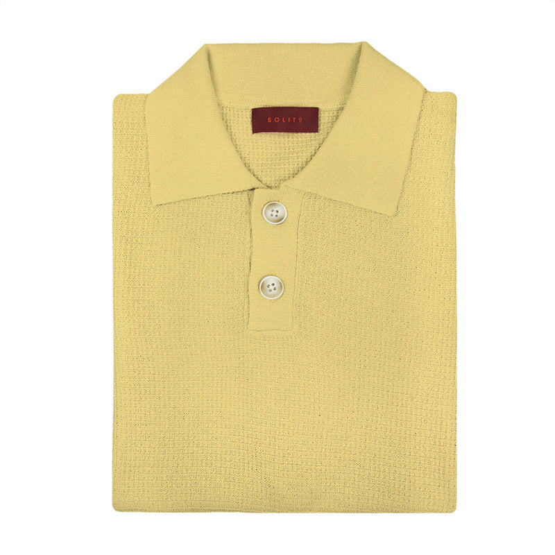 PLAYERA POLO DE BOTONES MANGA CORTA EN 100% SEDA COLOR AMARILLO