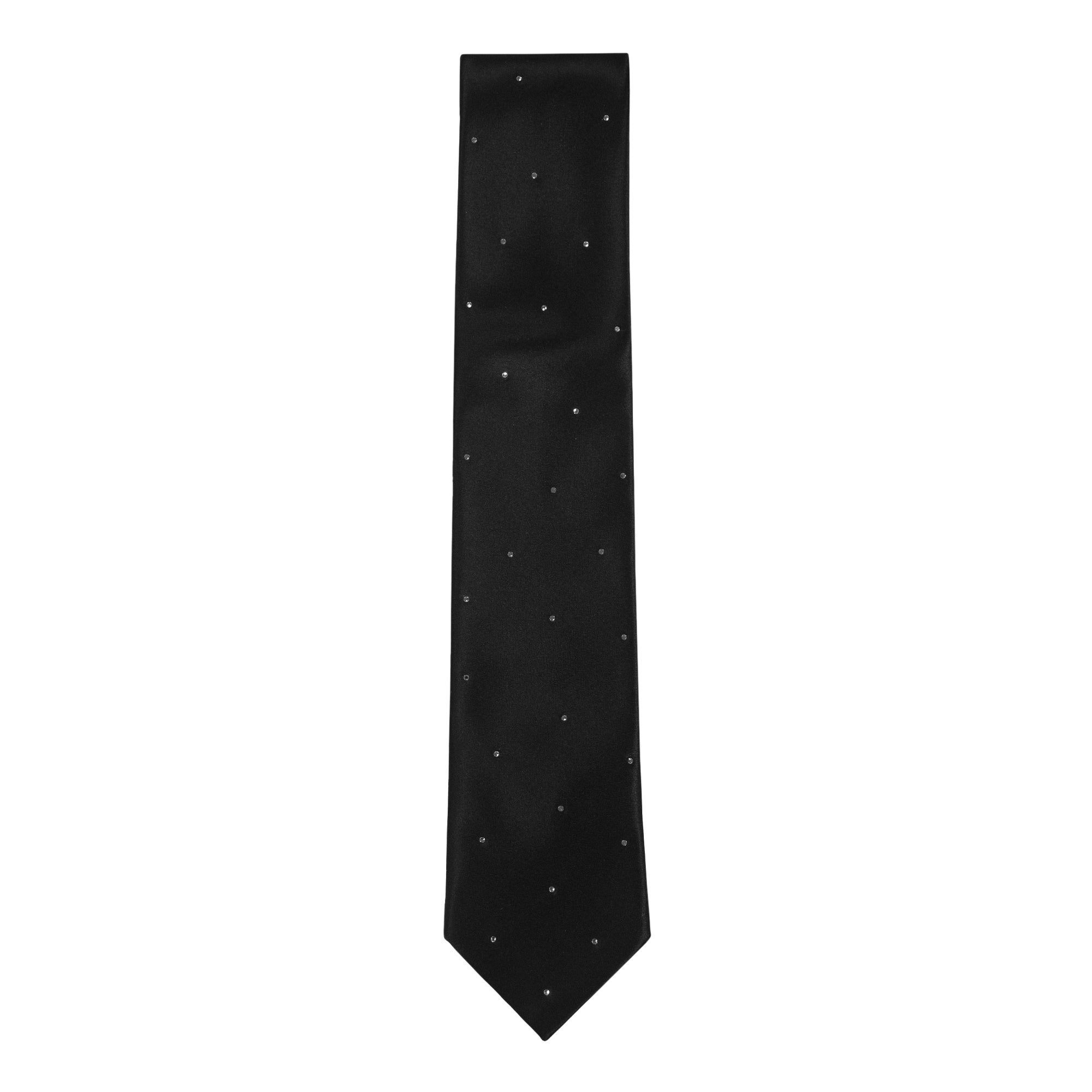 CORBATA EN CAJA SOLITO NEGRA CON DETALLES EN SWAROVSKY  100% SEDA