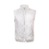 CHALECO CAPITONADO EN SEDA WATER-PROOF CON DETALLES EN PIEL EN COLOR MARFIL