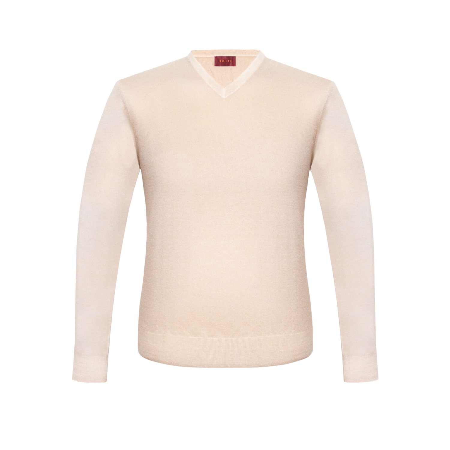 SUETER CUELLO V DE CASHMERE COLOR ARENA