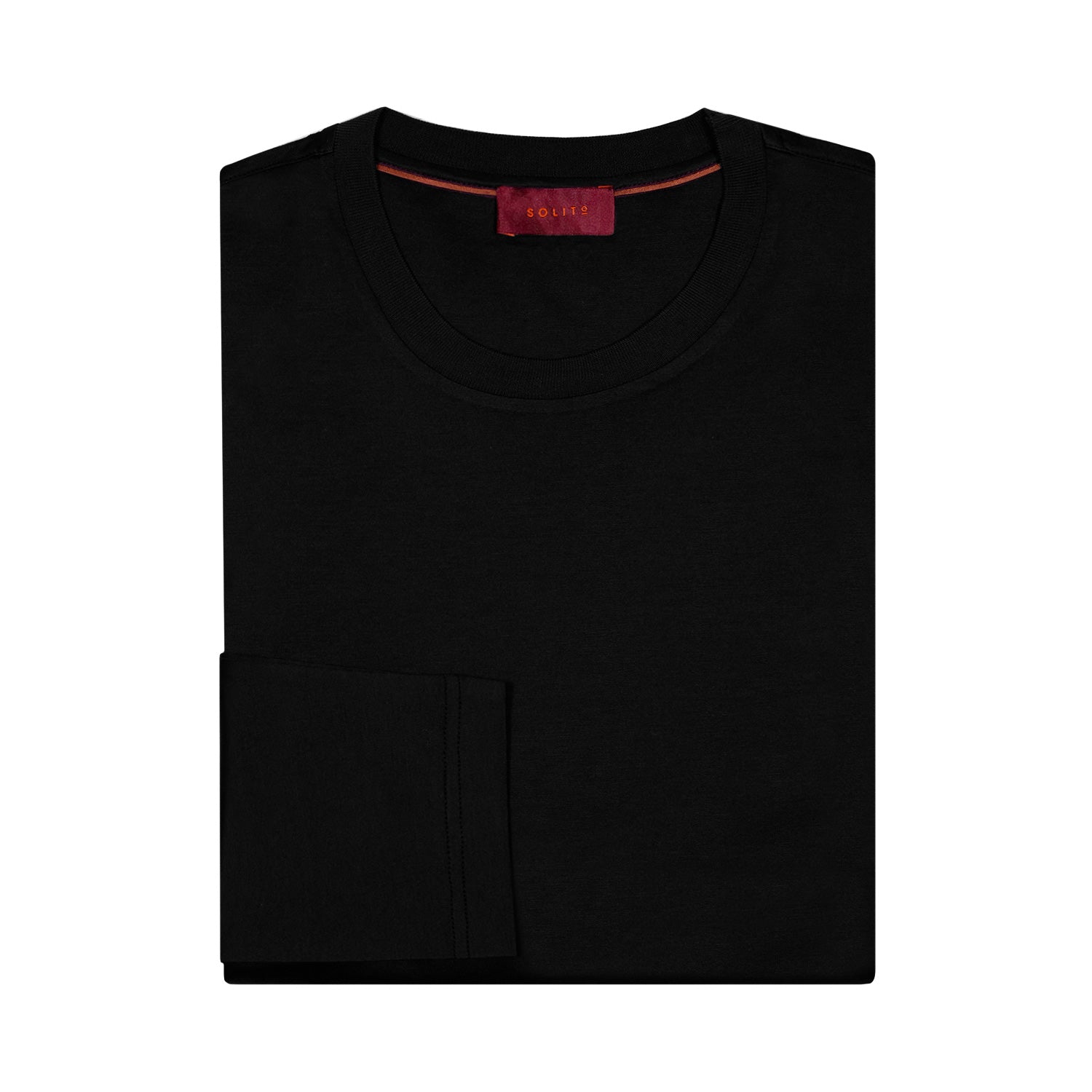 PLAYERA DE ALGODÓN CUELLO REDONDO MANGA LARGA NEGRA