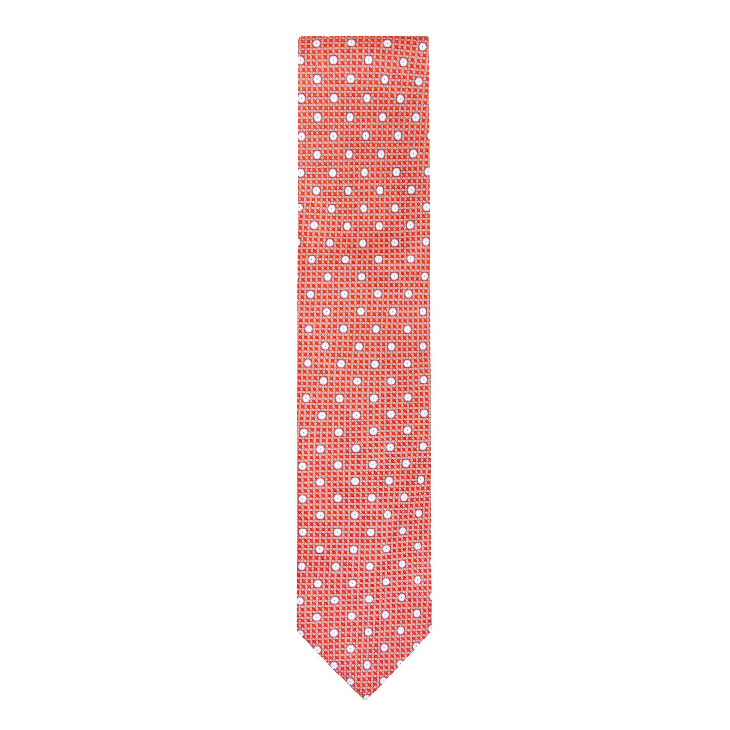 CORBATA EN SET CON PAÑUELO DE SEDA CON PUNTOS GRISES EN NARANJA