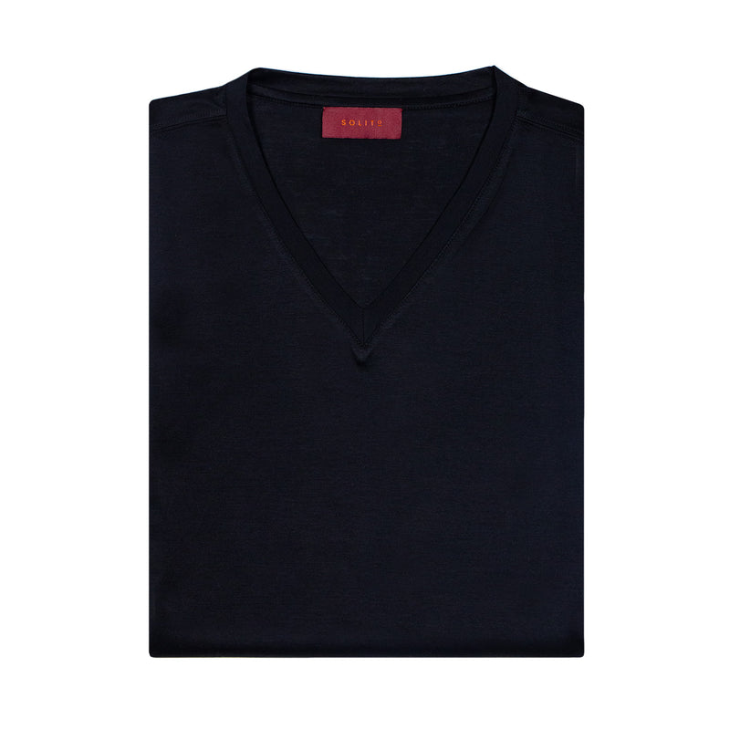 PLAYERA MANGA CORTA CUELLO V COLOR NEGRO