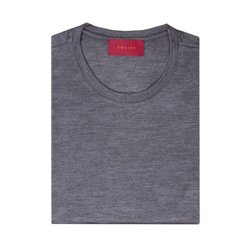 PLAYERA MANGA CORTA CUELLO REDONDO 100% SEDA EN COLOR GRIS