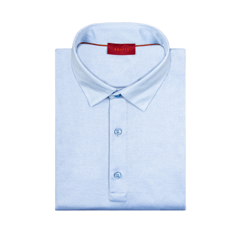 PLAYERA POLO DE BOTONES MANGA LARGA EN 100% ALGODÓN COLOR AZUL CIELO