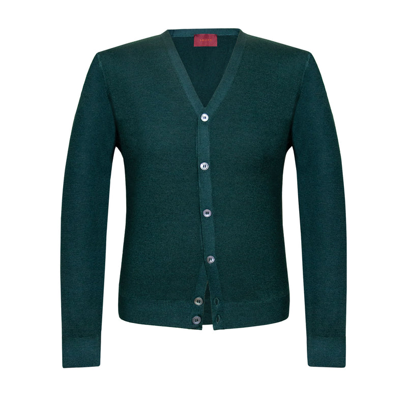 SUÉTER EN CASHMERE DE BOTONES COLOR VERDE REAL