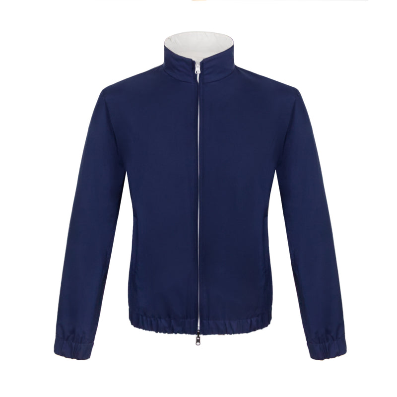 CHAMARRA CORTA REVERSIBLE EN "TECH FABRIC" COLOR INTERNO MARFIL Y EXTERIOR AZUL