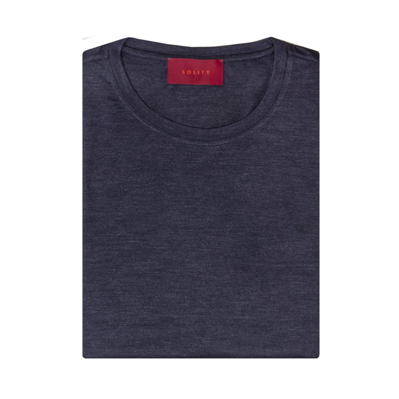 PLAYERA MANGA CORTA CUELLO REDONDO 100% SEDA EN COLOR BLUETTE