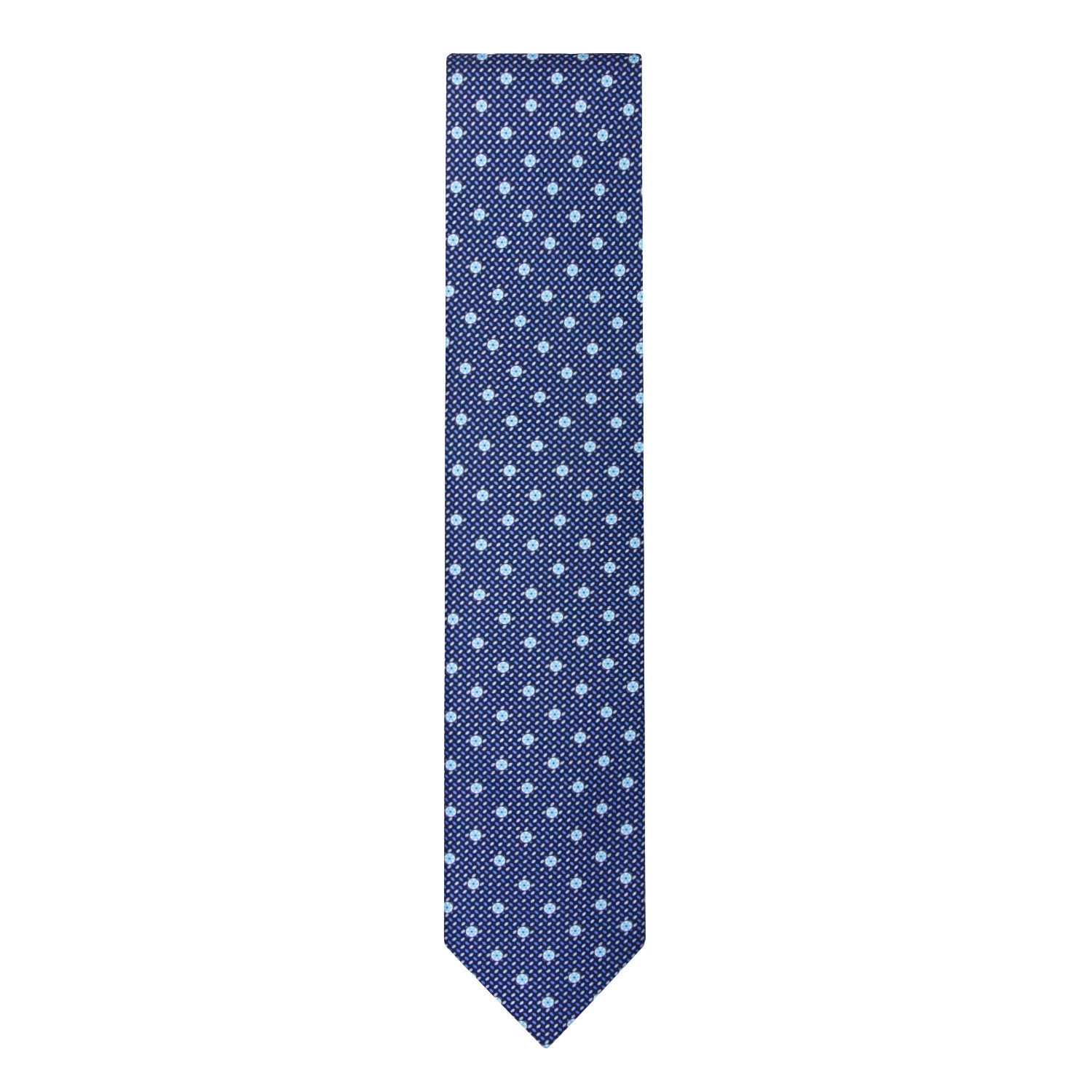 CORBATA EN SET CON PAÑUELO DE SEDA CON PUNTOS EN COLOR AZUL