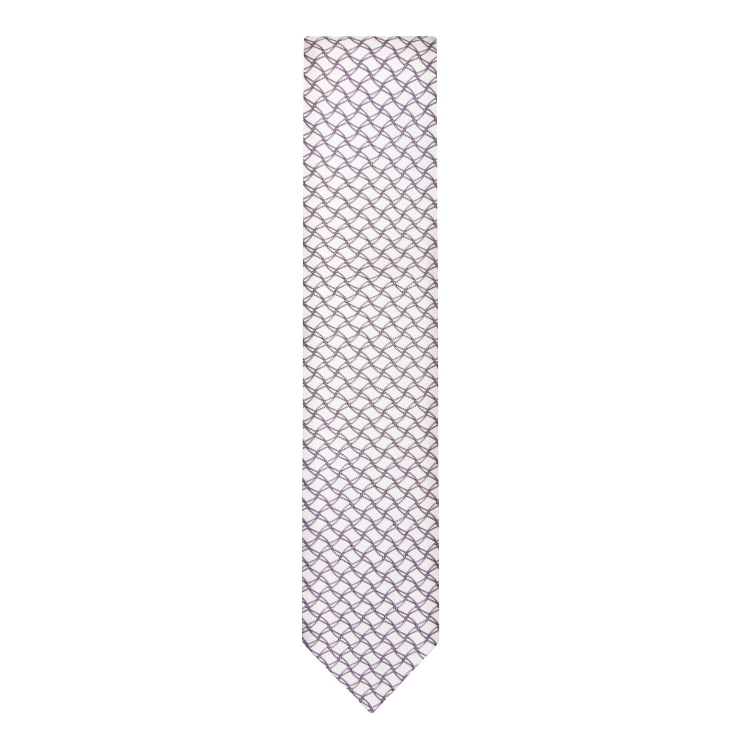 CORBATA EN SET CON PAÑUELO DE SEDA CON DIBUJO DE RED GRIS EN GRIS CLARO