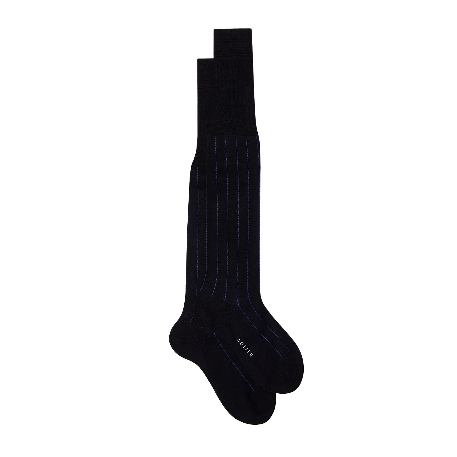 CALCETINES 100% ALGODÓN COLOR AZUL MARINO CON LÍNEAS AZUL CLARO