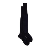 CALCETINES 100% ALGODÓN COLOR AZUL MARINO CON LÍNEAS AZUL CLARO