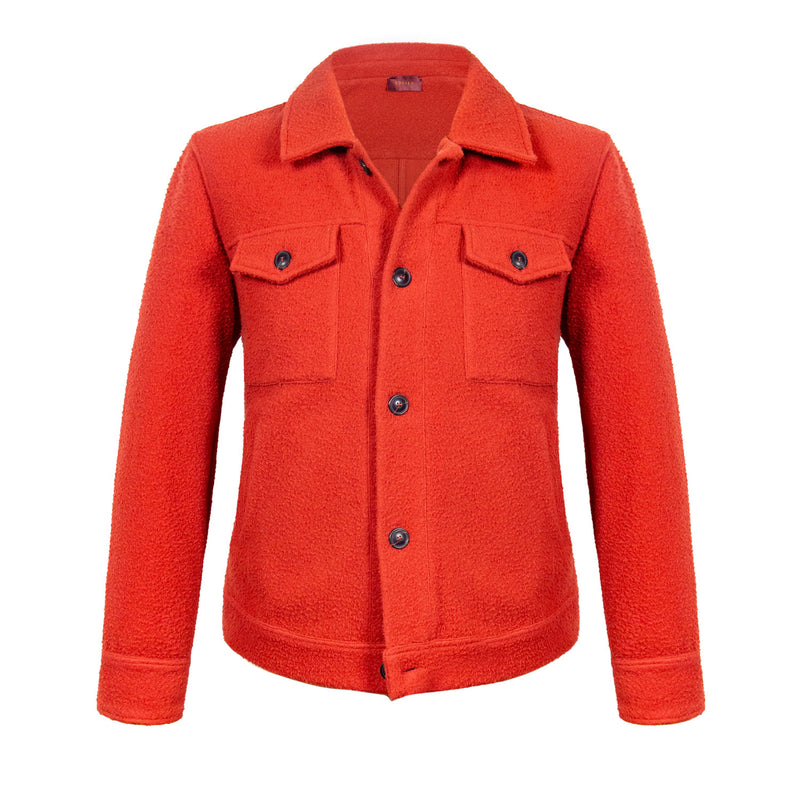 CHAMARRA TIPO SOBRECAMISA EN LANA "CASENTINO" COLOR ROJO