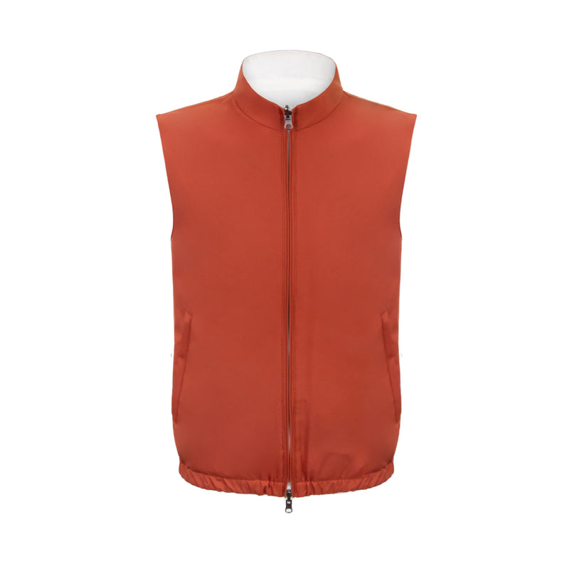 CHALECO DOBLE VISTA EN "TECH FABRIC" INTERIOR MARFIL Y EXTERIOR NARANJA