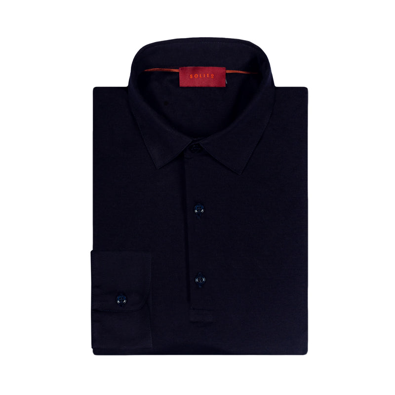 PLAYERA POLO DE BOTONES MANGA LARGA EN 100% ALGODON COLOR AZUL