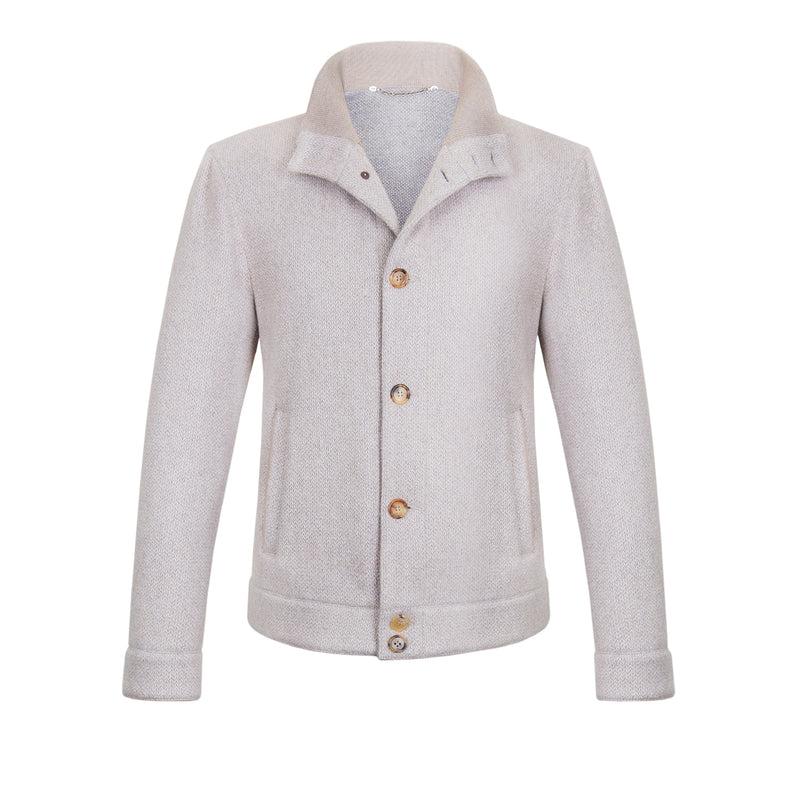 CHAMARRA CORTA "CONFORT" DE LANA, SEDA Y CASHMERE COLOR ARENA