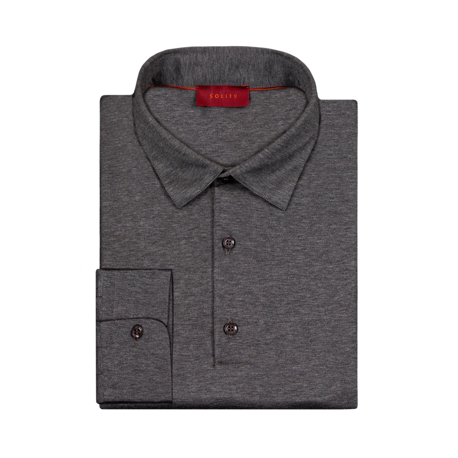 PLAYERA POLO DE BOTONES MANGA LARGA EN 100% ALGODÓN COLOR GRAPHITE
