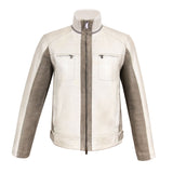 CHAMARRA CORTA EN COCO CON INTERIOR EXÓTICO DESMONTABLE COLOR MARFIL