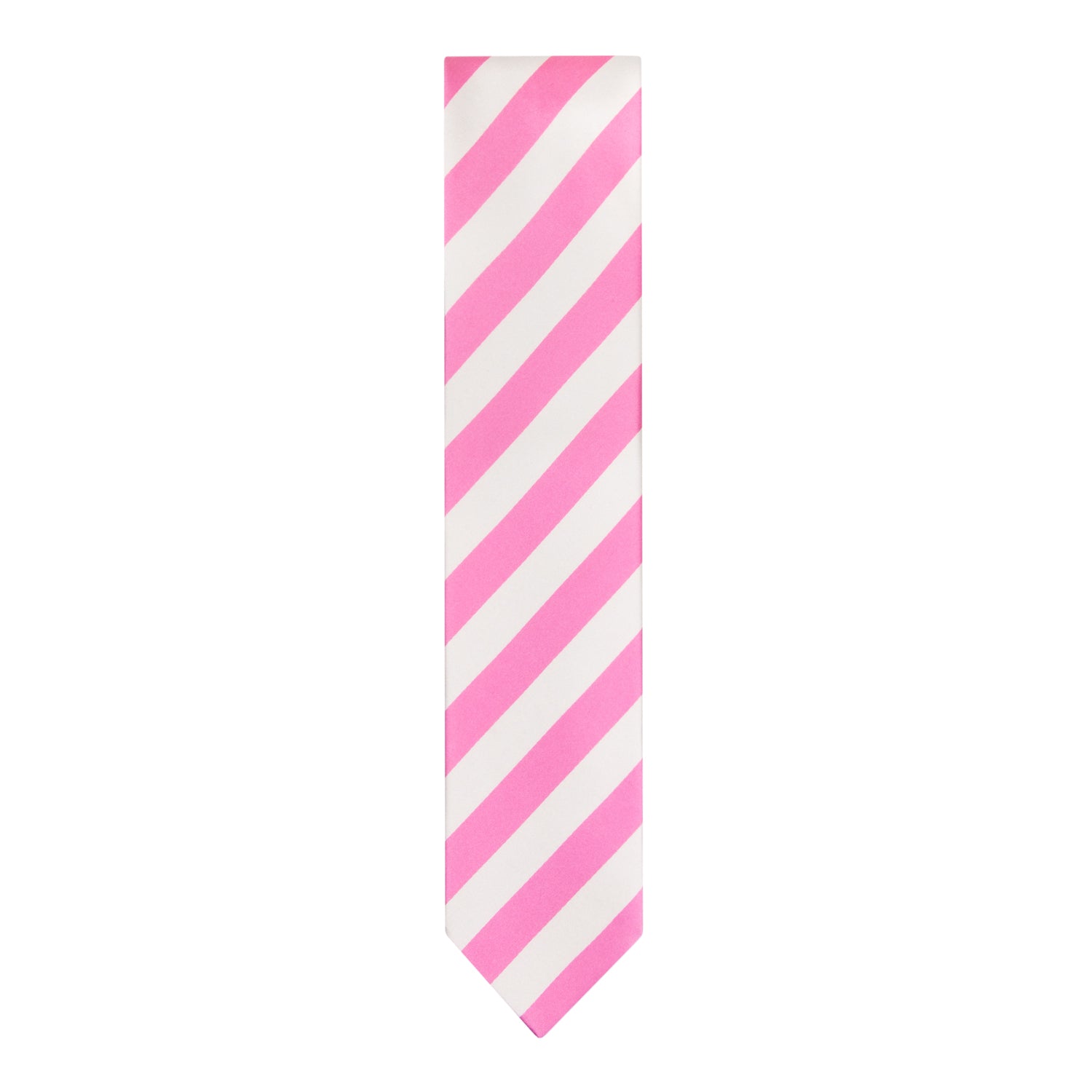 CORBATA SOLITO CON RAYAS ROSA Y BLANCO 100% SEDA
