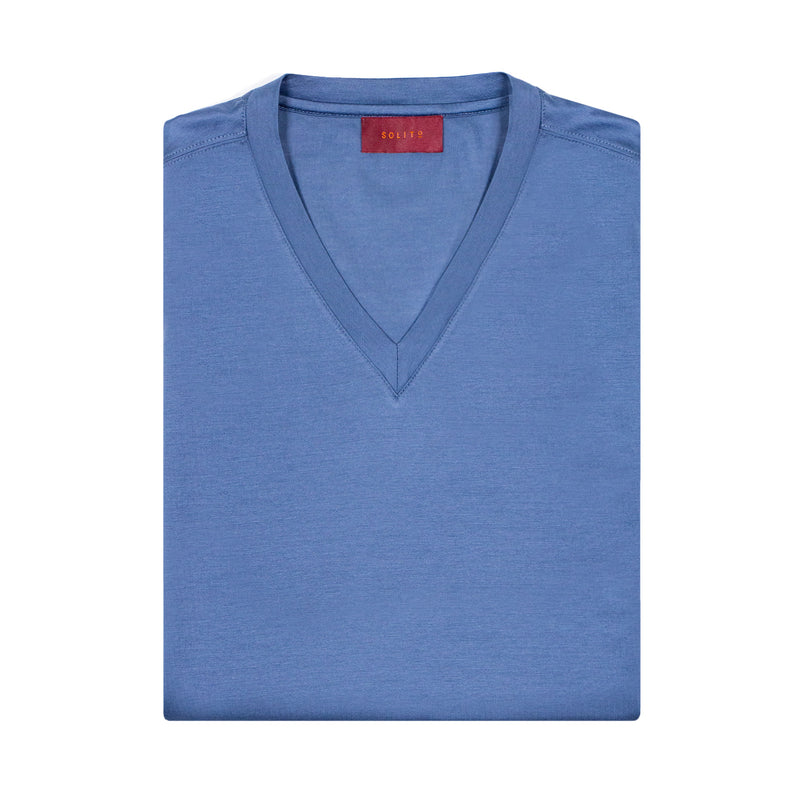 PLAYERA MANGA CORTA CUELLO V COLOR AZUL CLARO
