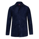 CHAMARRA CAMISOLA DE PIEL DE GAMUZA SUEDE COLOR AZUL OBSCURO