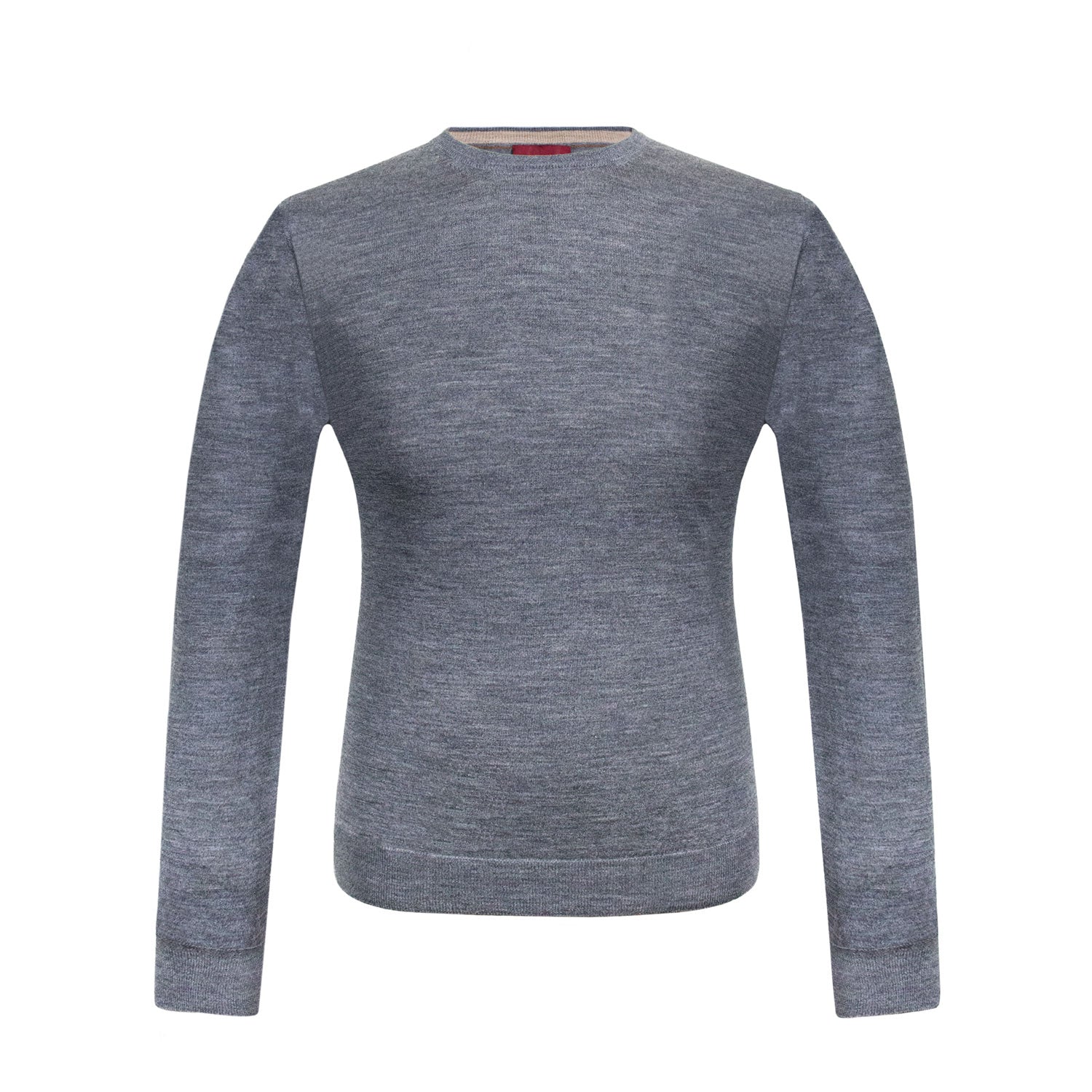 SUÉTER CUELLO CIRCULAR DE LANA Y SEDA COLOR GRIS