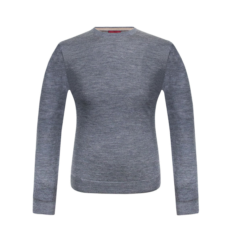 SUÉTER CUELLO CIRCULAR DE LANA Y SEDA COLOR GRIS