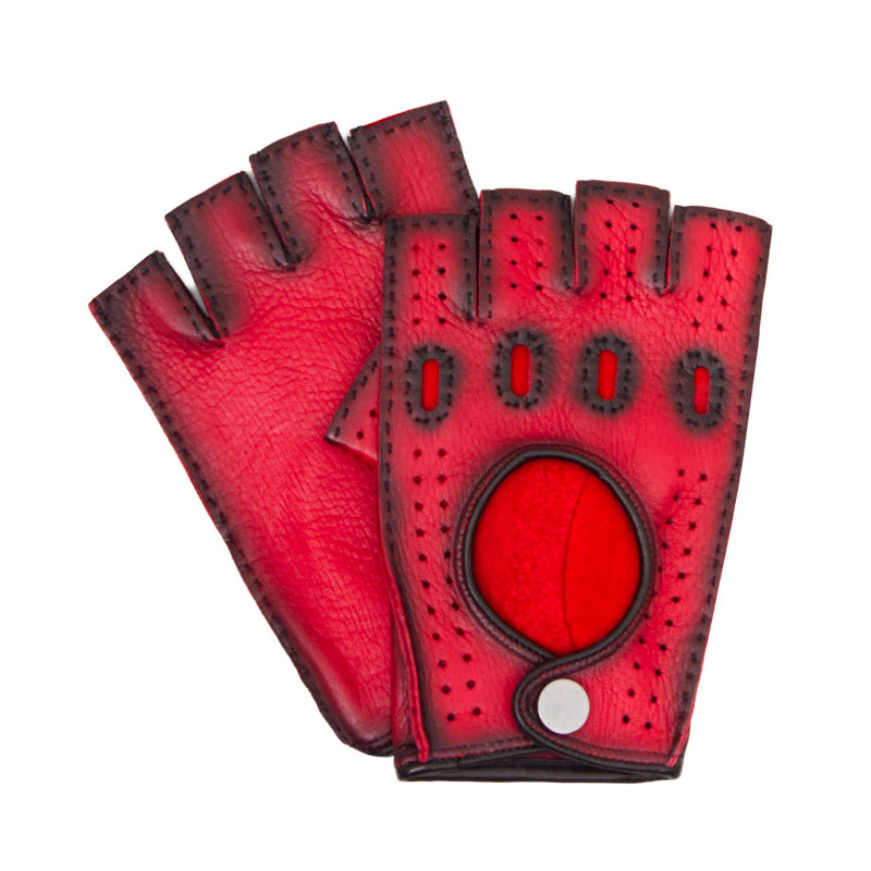 GUANTES PARA CONDUCIR EN PIEL PINTADA A MANO COLOR ROJO