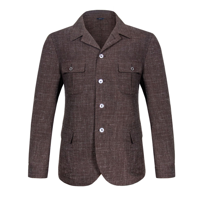 SACO DESESTRUCTURADO ESTILO "SAHARIANA" COLOR MARRÓN OBSCURO